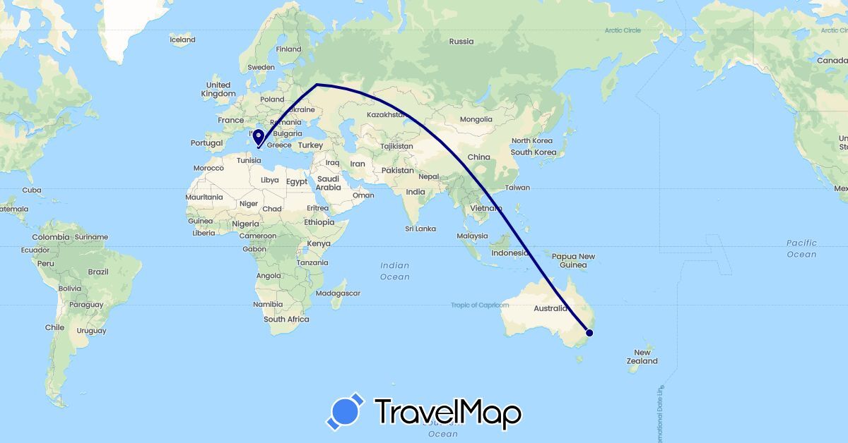 TravelMap itinerary: driving in Australia, Italy, Russia (Europe, Oceania)